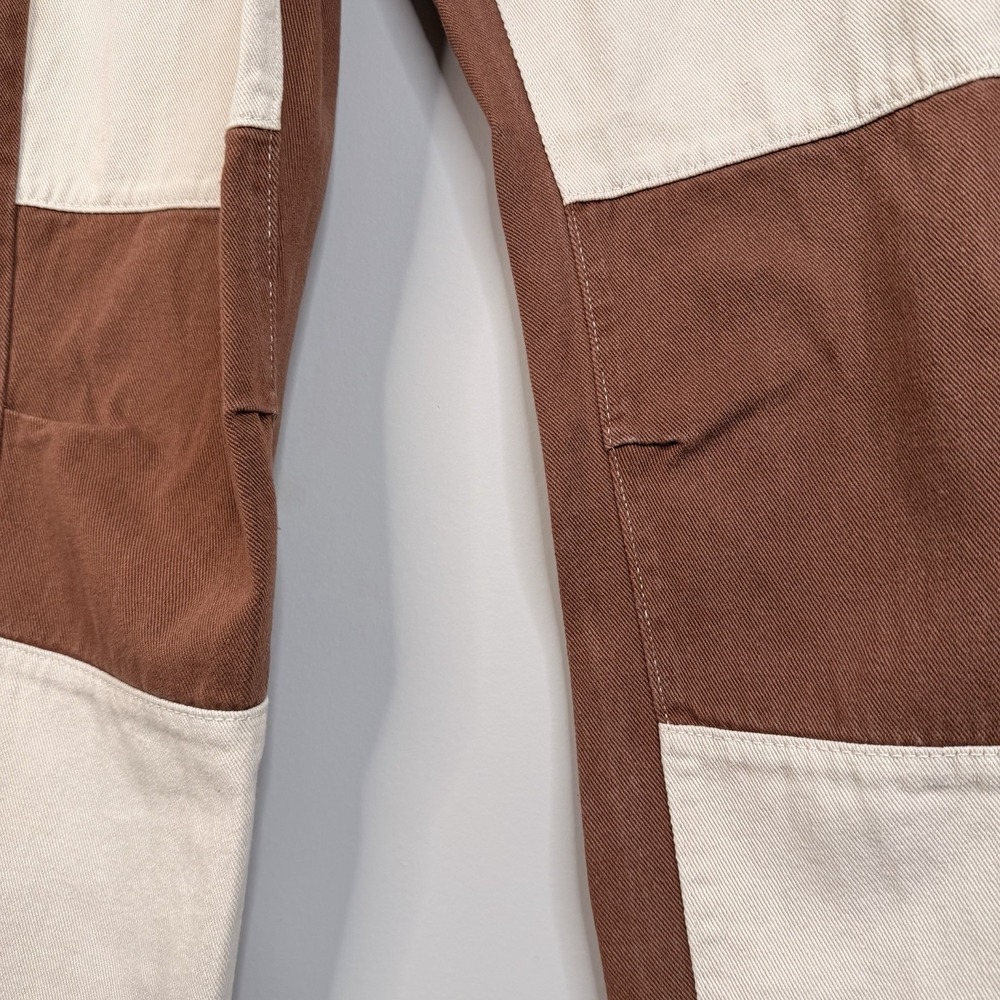 Unisex Ultra High Waisted Patched Denim Dad Jean Brown/beige Size 36X28 - Picture 11 of 16